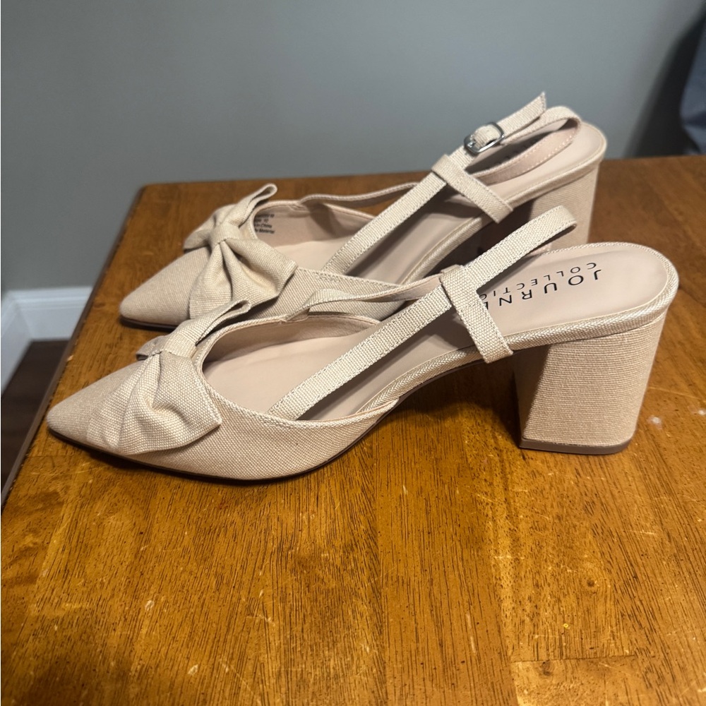 Journee Collection Beige Slingback Heels